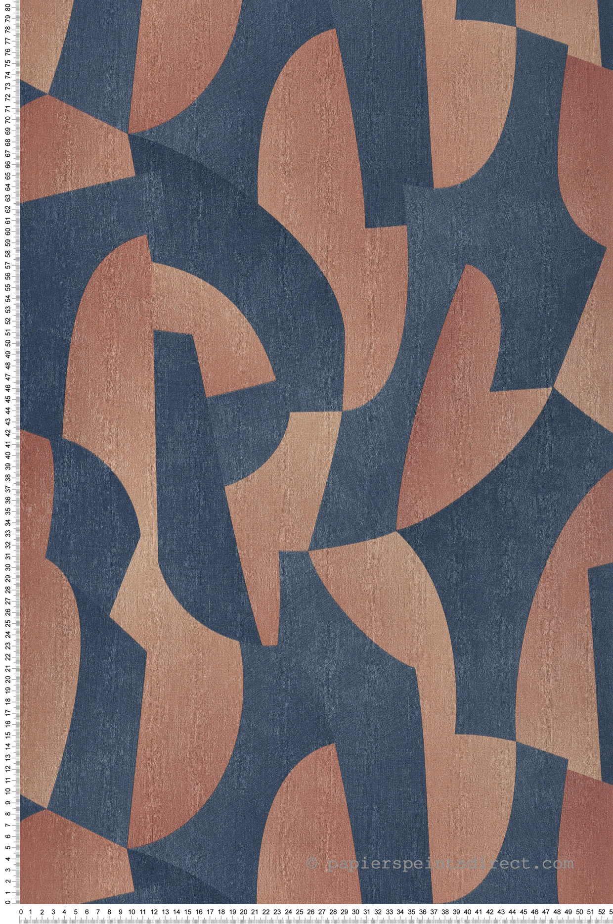 Papier peint Forme Découpe bleu marine terracotta - Allure de Lutèce | Réf. LTC-AL26272