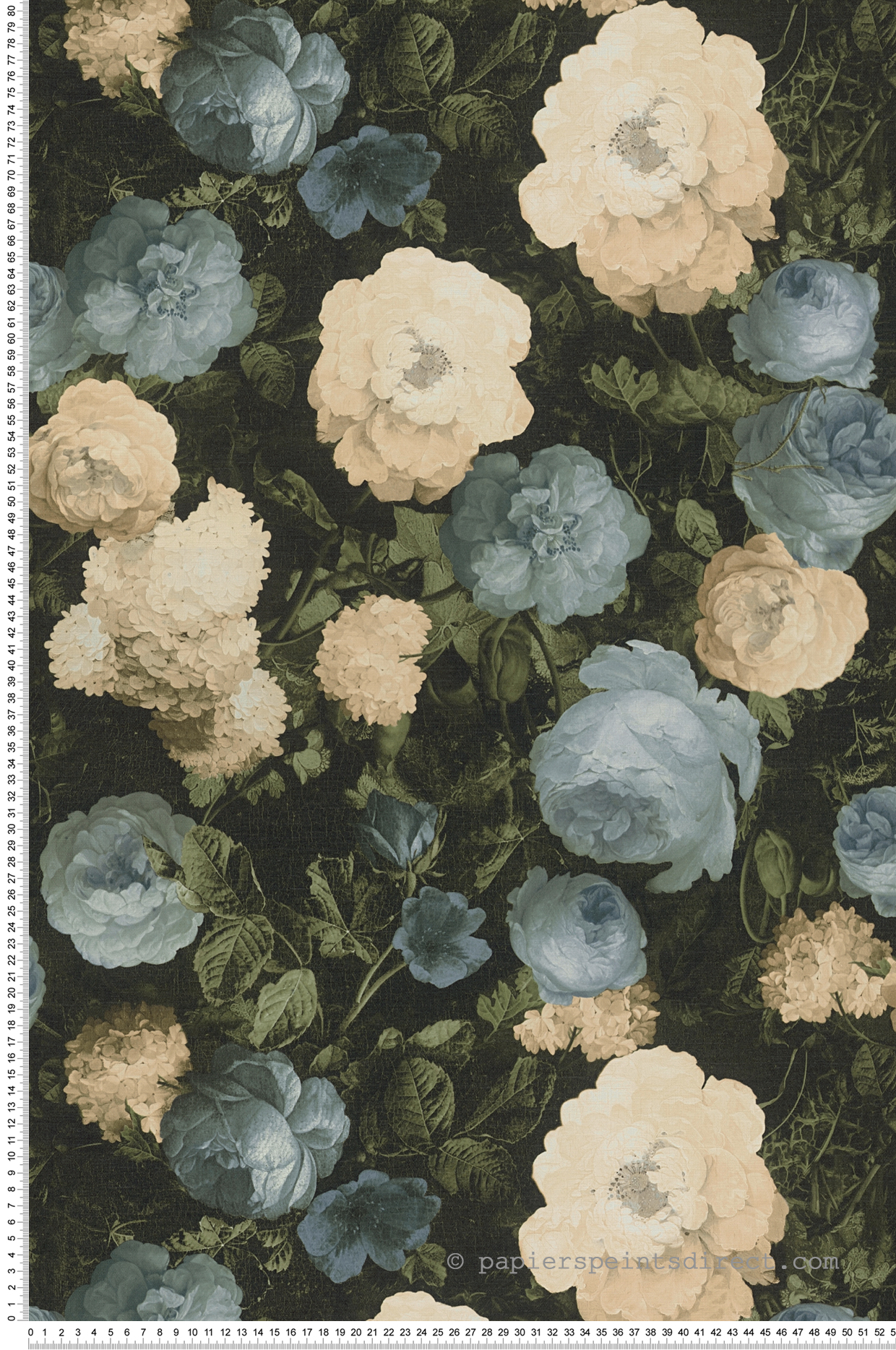 Papier peint Fleur Charme Vintage bleu - History of Art d'A.S. Creation | Réf. 37650-2