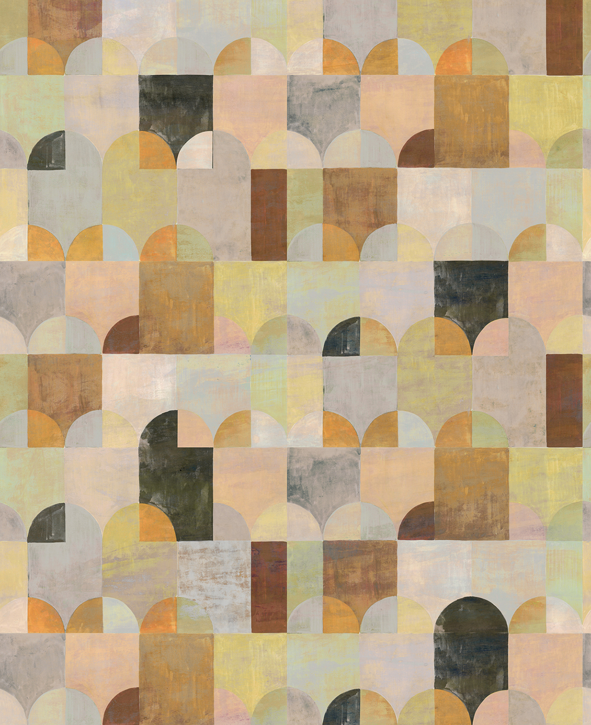 Papier peint panoramique Art Déco Arc orange marron - A et B H260 - Wall Designs IV de Masureel | Réf. MAS-DG4ILA204X-260