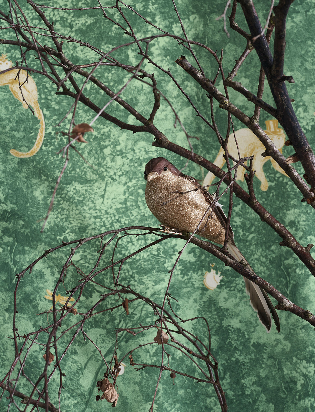 Papier peint Jardin Des Merveilles et Animaux vert et doré - Voyage Onirique de Casadéco | Réf. ONIR87257803
