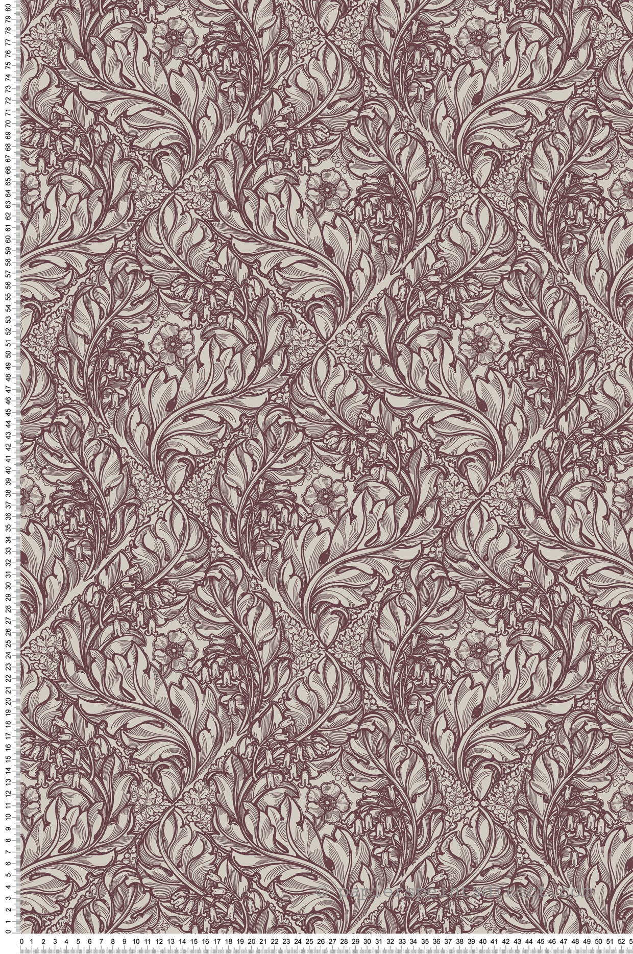 Papier peint Losange Fleuri prune - The Wall Llewelyn-Bowen de Lutèce | Réf. LTC-LB25109