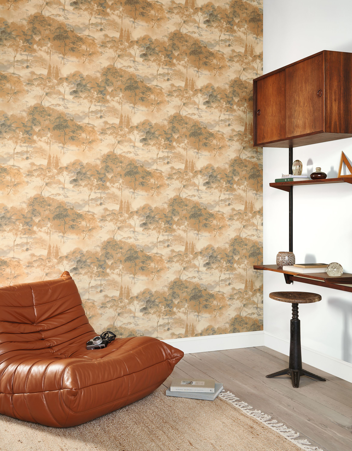 Papier peint Arbre Forêt Sila jaune miel - Riverside 4 de Casadéco | Réf. RIVI89552446