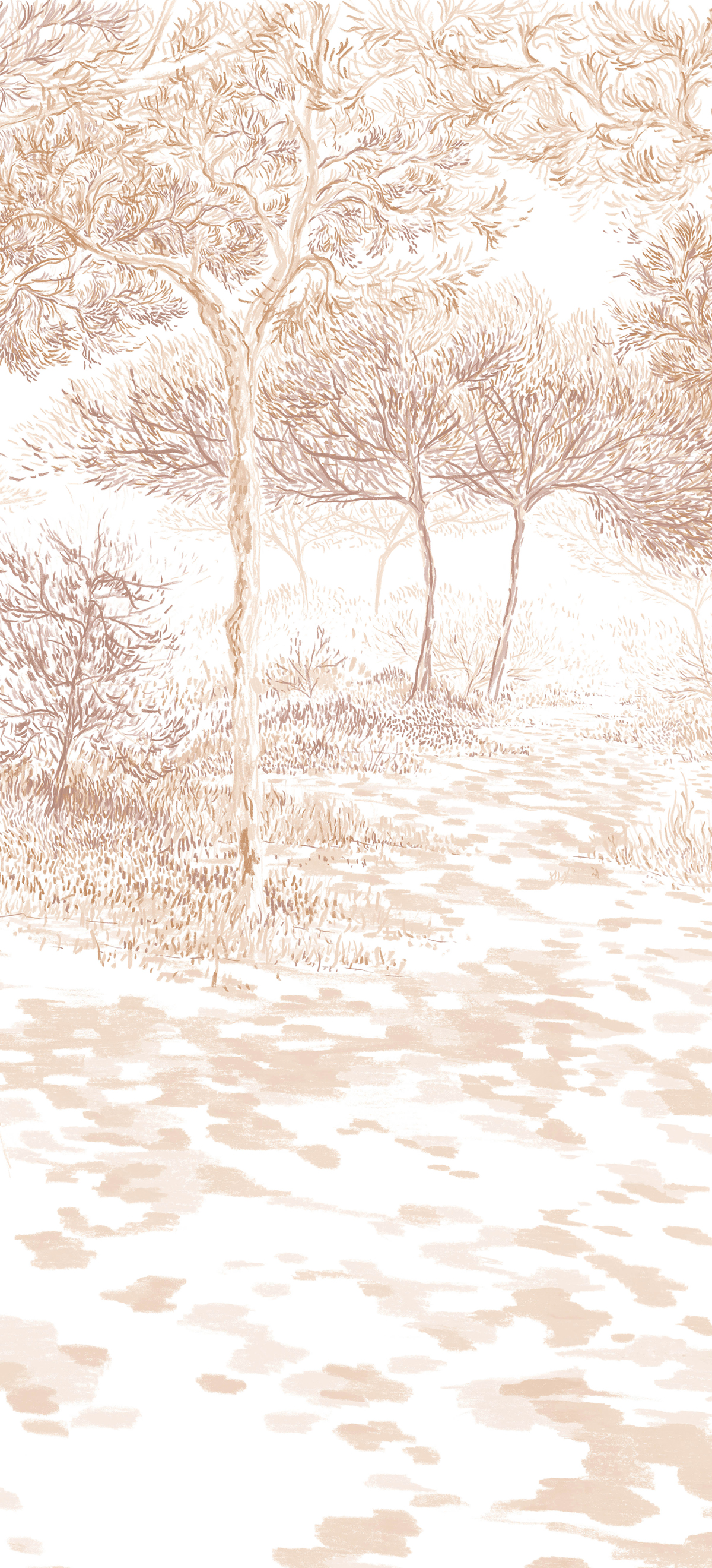 Papier peint panoramique Balade sous les pins Sépia B - 4/5/6 - Isidore Leroy