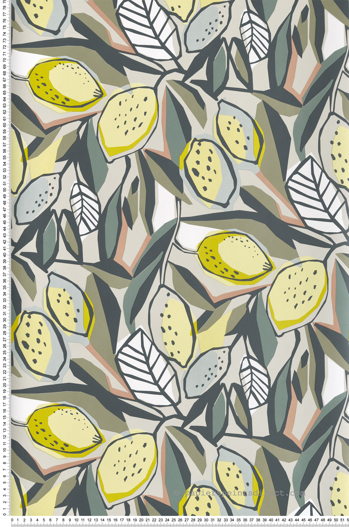 Papier peint Citrus Graphique jaune vert gris - Happy de Lutèce | Réf. LTC-FD26418