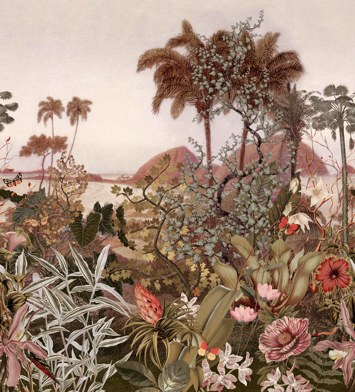 Papier peint panoramique Jungle Kisama kaki - Panoramas 4 de Casamance | Réf. CAS-76771528