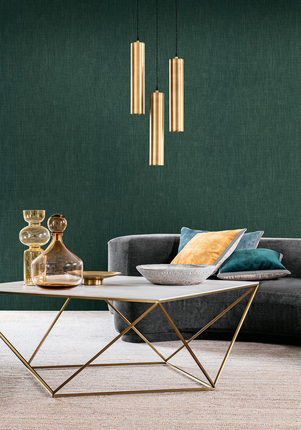 Papier peint Lin Shinok vert forêt - Le Lin 2 de Casamance | Réf. CAS-73816712