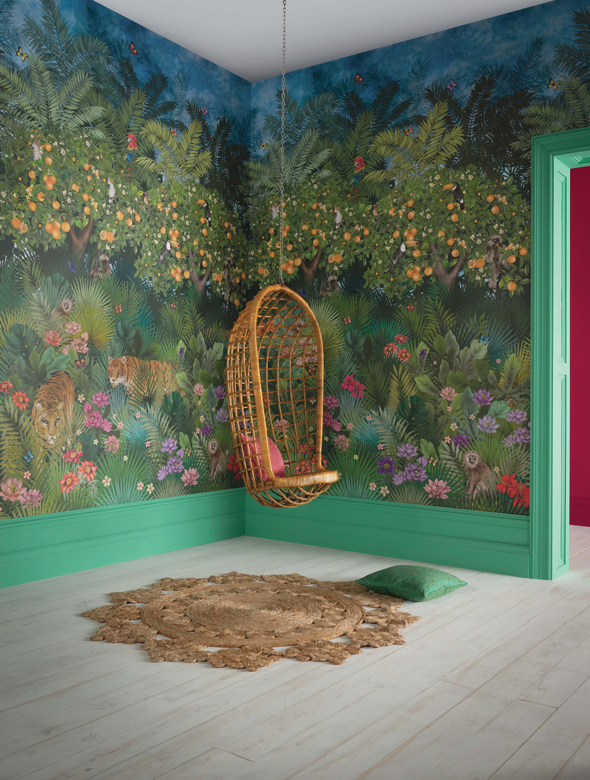 Papier peint panoramique Jardin Tiger Grove vert - DayDreams et The Wallpaper Collection de Matthew Williamson AMB | Réf. OSB-W7492-01