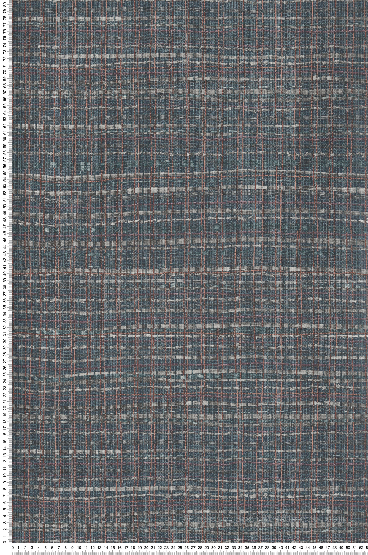 Papier peint Paille Japonaise bleu paon bordeaux prune - Ornata de Montecolino | Réf. MC-27103