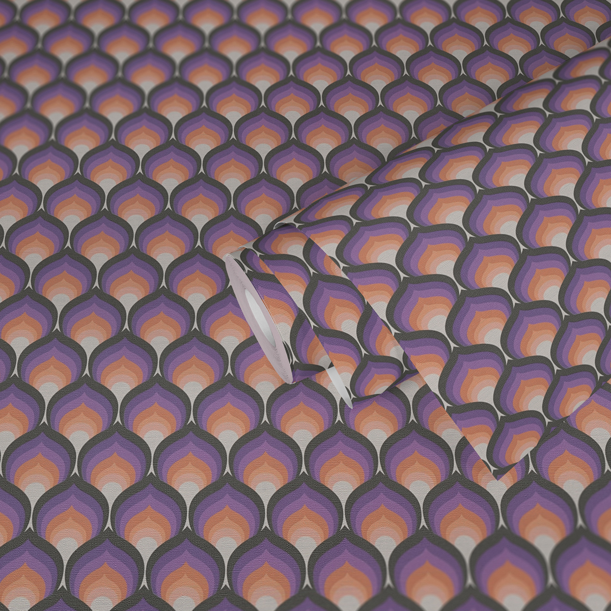 Papier peint Ecailles Vintage violet noir rose - Retro Chic d'A.S. Création | Réf. AS-395382