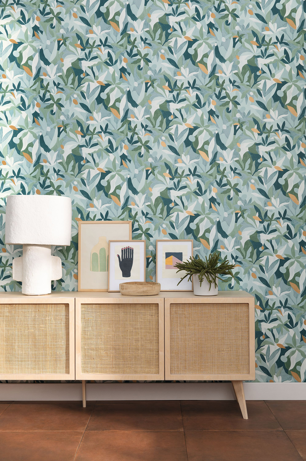 Papier peint Fleur Sauvage vert et doré - Imagination de Casélio | AMB Réf. IMG102167199