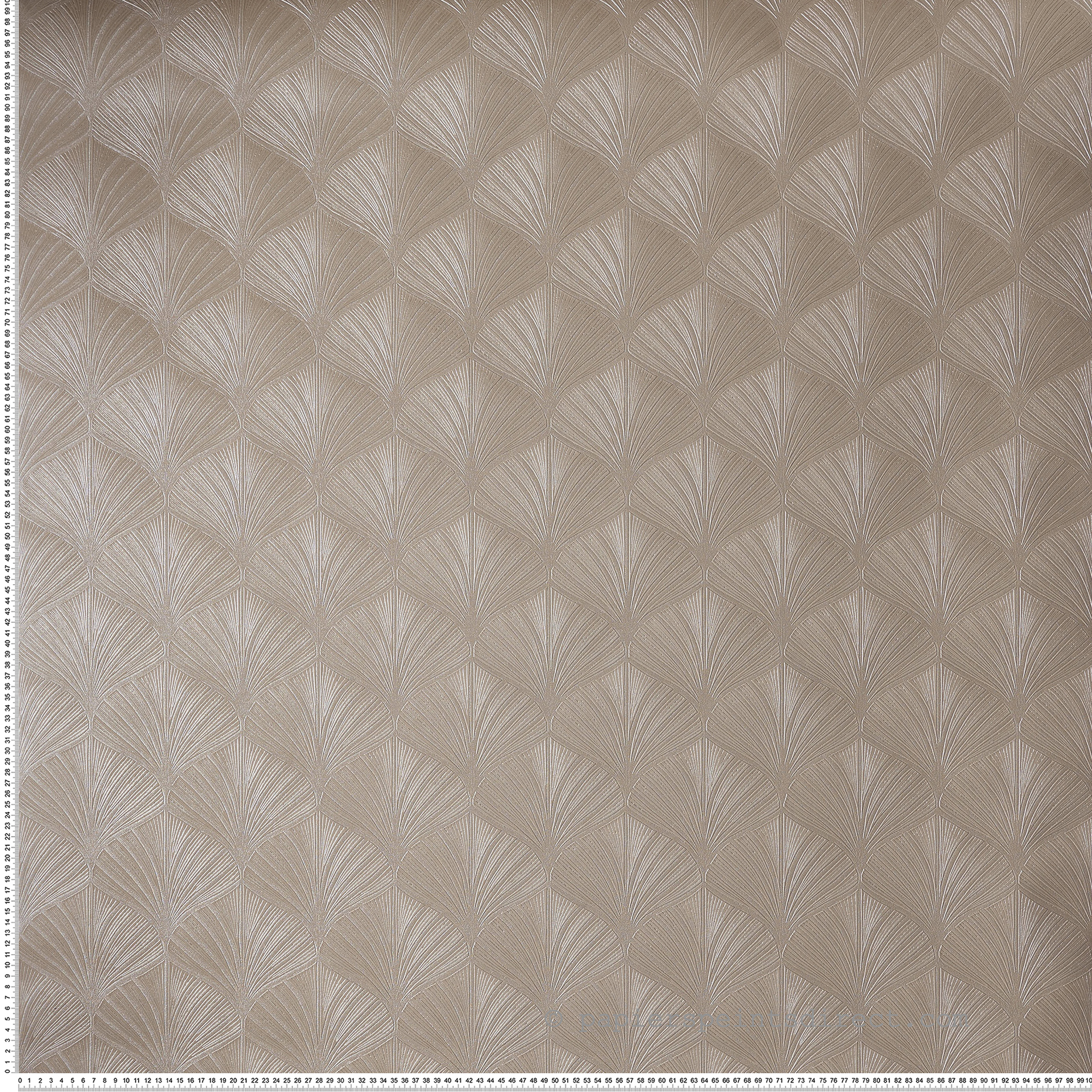 Papier peint Palmette Art Déco Néréide taupe argenté - Magnitude de Casamance | Réf. CAS-76651222