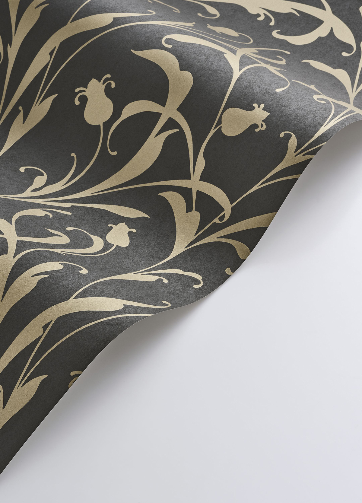 Papier peint Feuillages Arabesques Opaline noir doré - Elixir de Casadéco | Réf. EXIR202009277