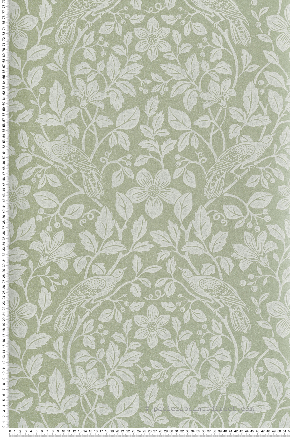 Papier peint Oiseau Floral Marlow vert - Beaux Arts de Lutèce | Réf. LTC-M1816