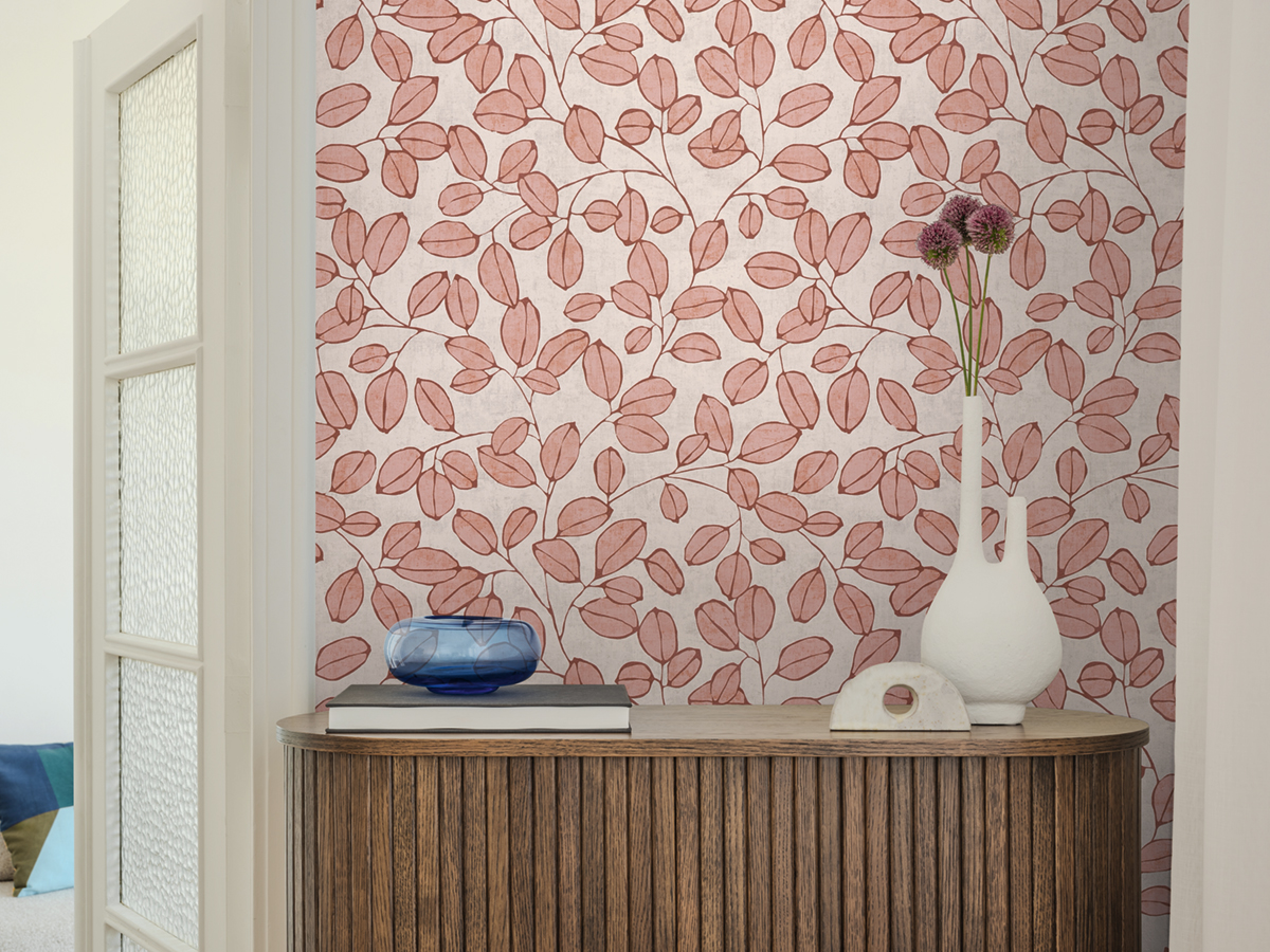 Papier peint Feuille Grain Café rose bordeaux - Nordic Feeling d'A.S. Création