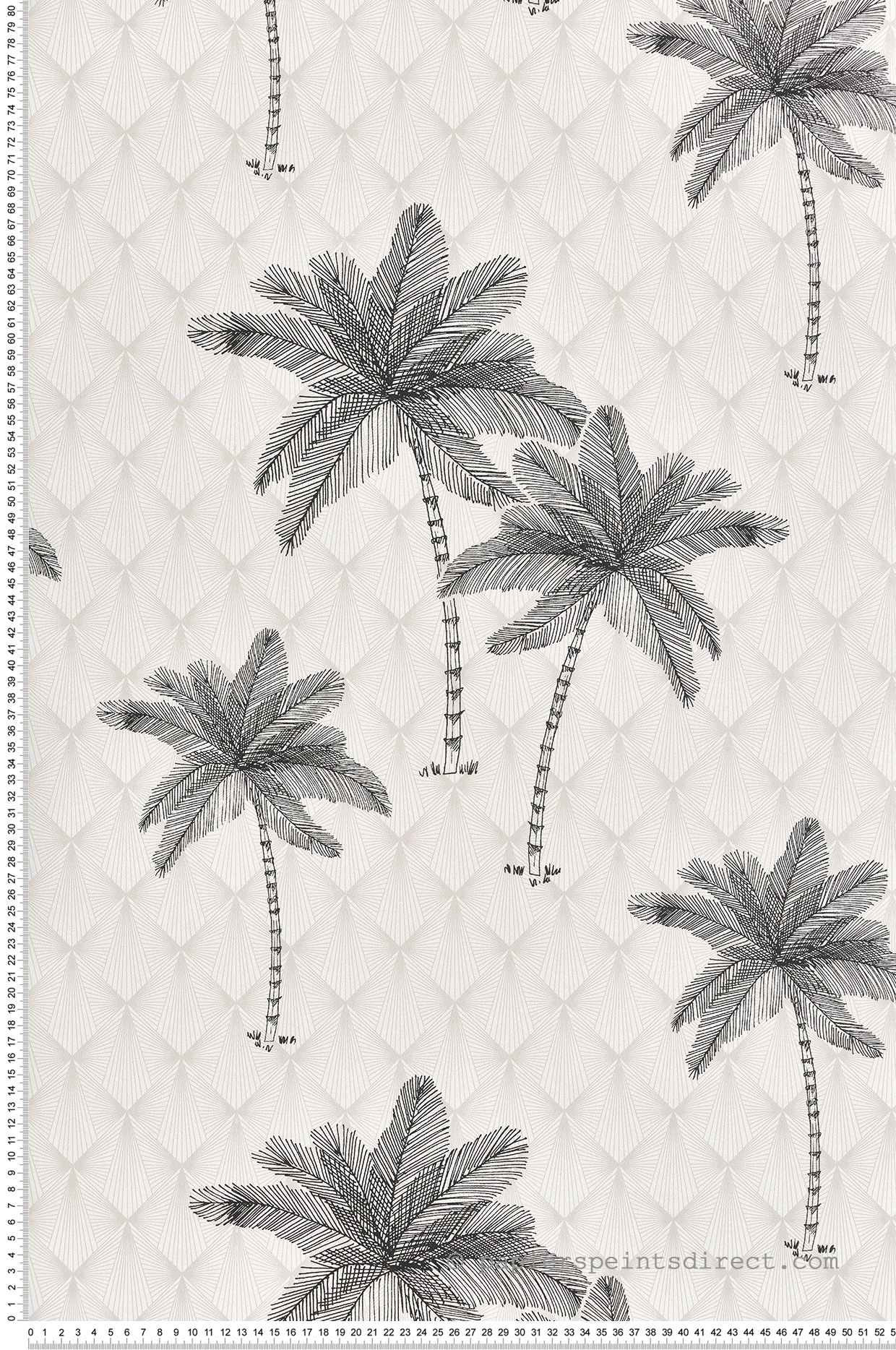 Papier peint Palmier Art Déco grège et noir - Jardin d'Eden de Lutèce | Réf. LTC-51202709