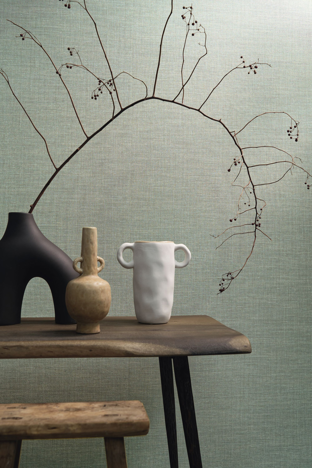 Papier peint Lin Ankaa vert de gris doré - Le Lin 3 de Casamance AMB2 | Réf. CAS-A75238854