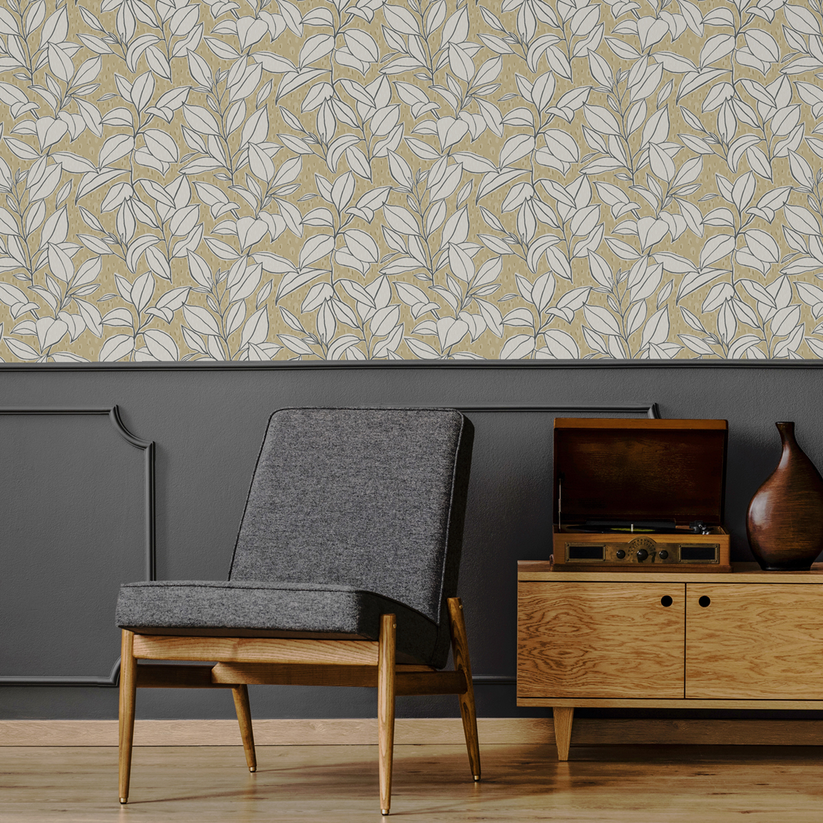 Papier peint Feuille de Ficus beige mordoré - Séjours & Chambres de Lutèce | Réf. LTC-51224507