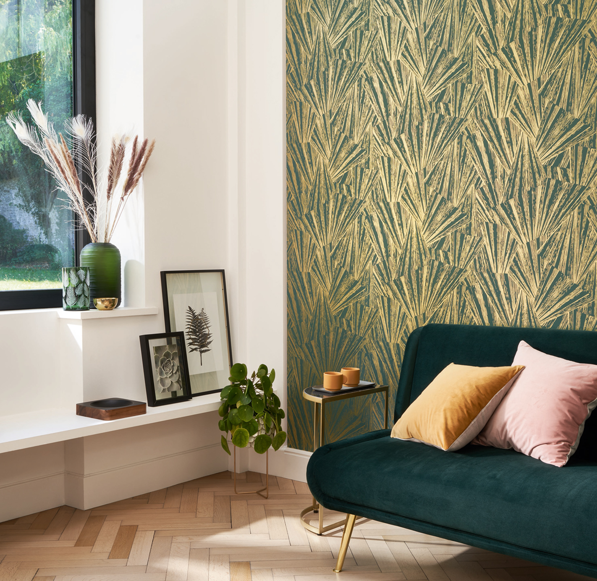 Papier peint Graphique Eclat Foil vert sapin - 1930 de Casadéco AMB | Réf. MNCT85747507