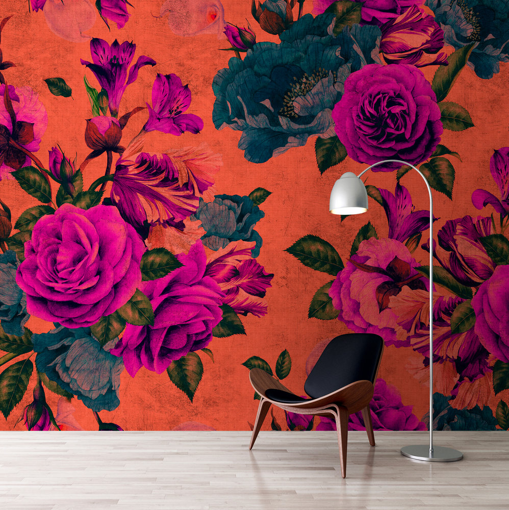 Papier peint panoramique Fleurs Spanish Rose 2 AMB - Référence DD114157 - Intissé 200g/m2 - Standard 400 x 270