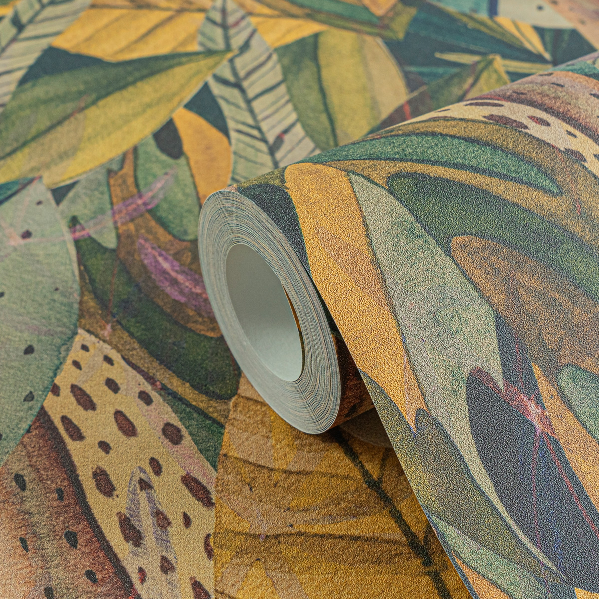 Papier peint Feuillage Ethnique moutarde - Anna D'Andrea d'A.S. Création AMB4| Réf. AS-782201