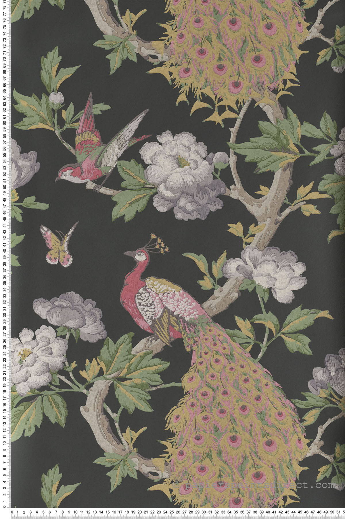 Papier peint vintage paon Pavona Maeve - National Trust Papers de Little Greene | Réf. 0245PAMAEVE