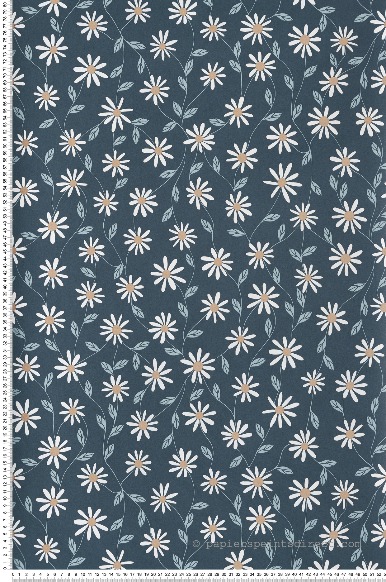 Papier peint Vintage Fleur Anna bleu nuit - Essentiel de Casélio | Réf. ETL103126100