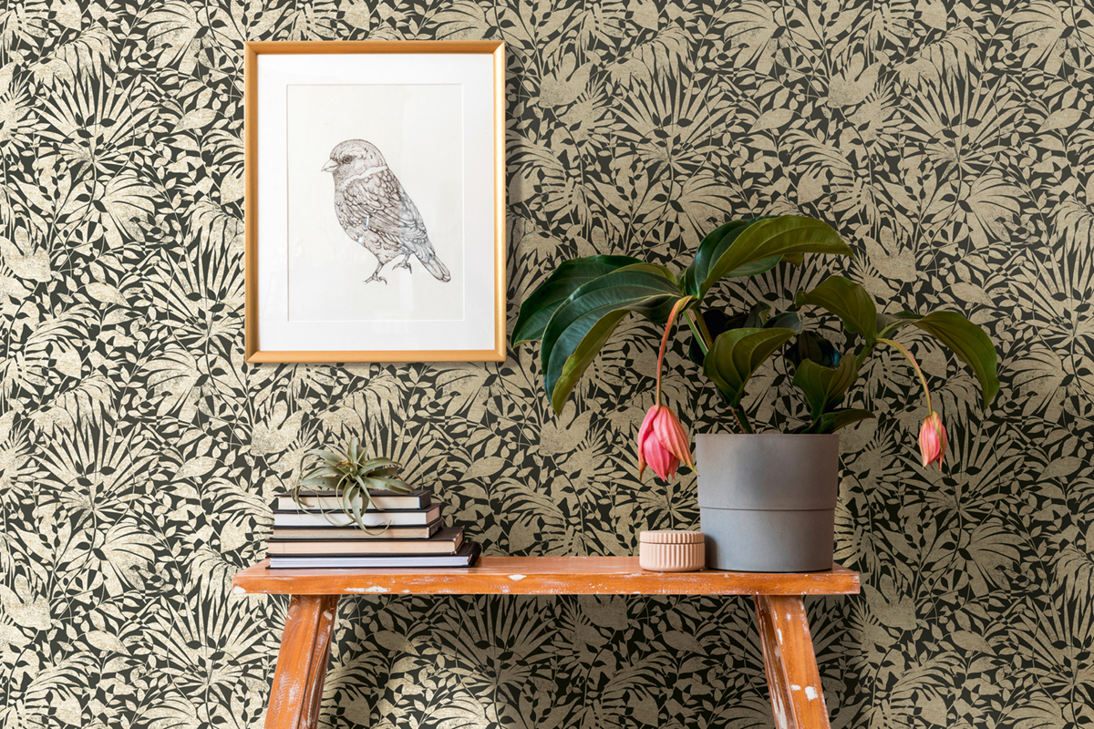 Papier peint Jungle Leaves noir mordoré - The BOS d'A.S. Création | Réf. AS-388313