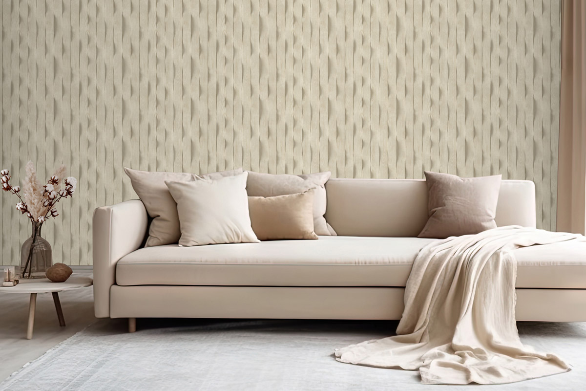 Papier peint Lames Ondulées Bois écru - Brut d'Ugépa | Réf. UGP-M75607