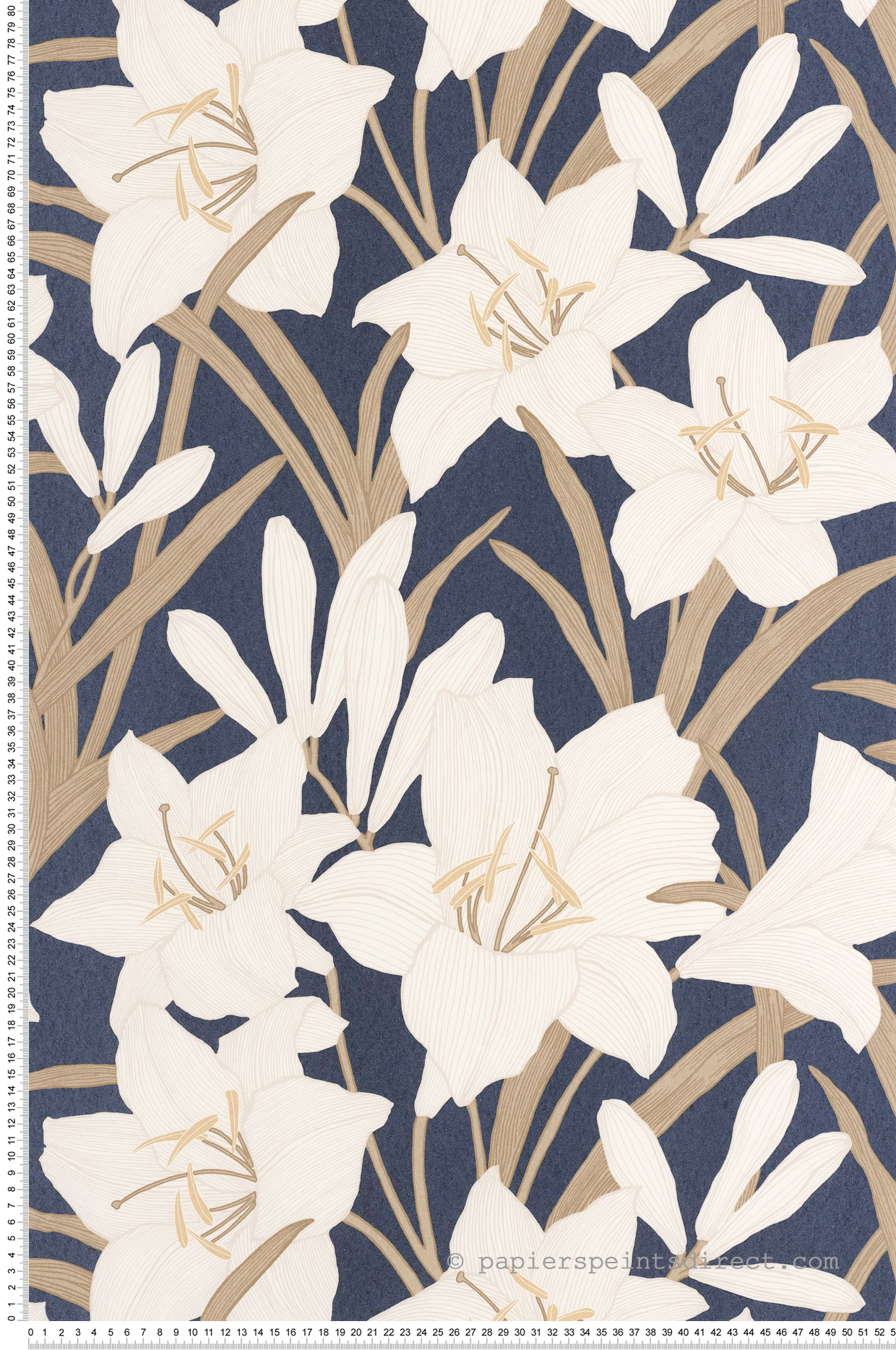 Papier peint Fleur Clair de Lys bleu marine - Le Beau Jardin de Casadéco | Réf. BJAR202587986