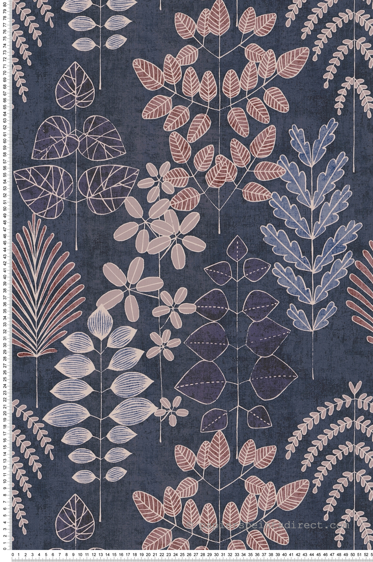 Papier peint Herbier Graphique Athyrium bleu océan - Nordic Feeling d'A.S. Création