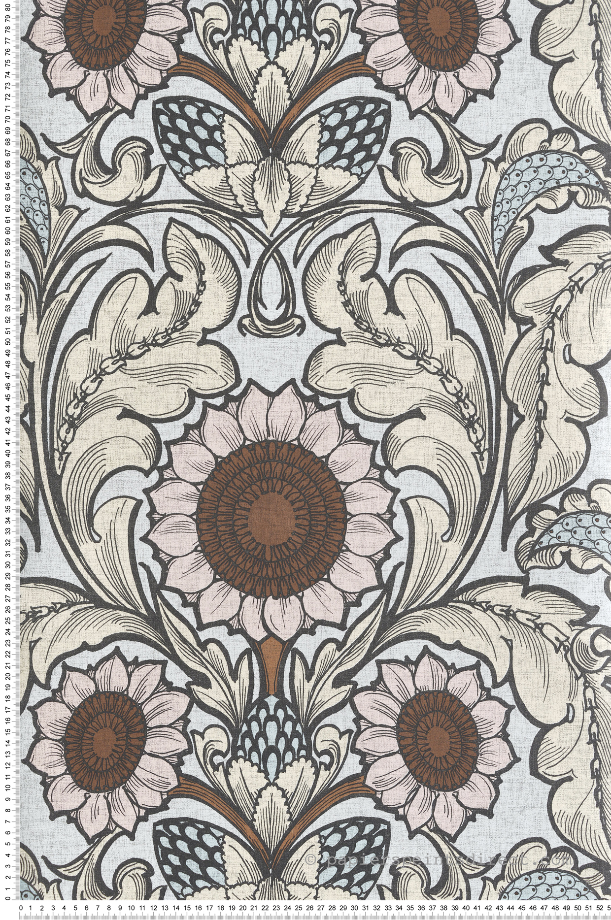 Papier peint Médaillon Tournesol Vintage bleu ciel - The Wall Llewelyn-Bowen de Lutèce | Réf. LTC-LB25148