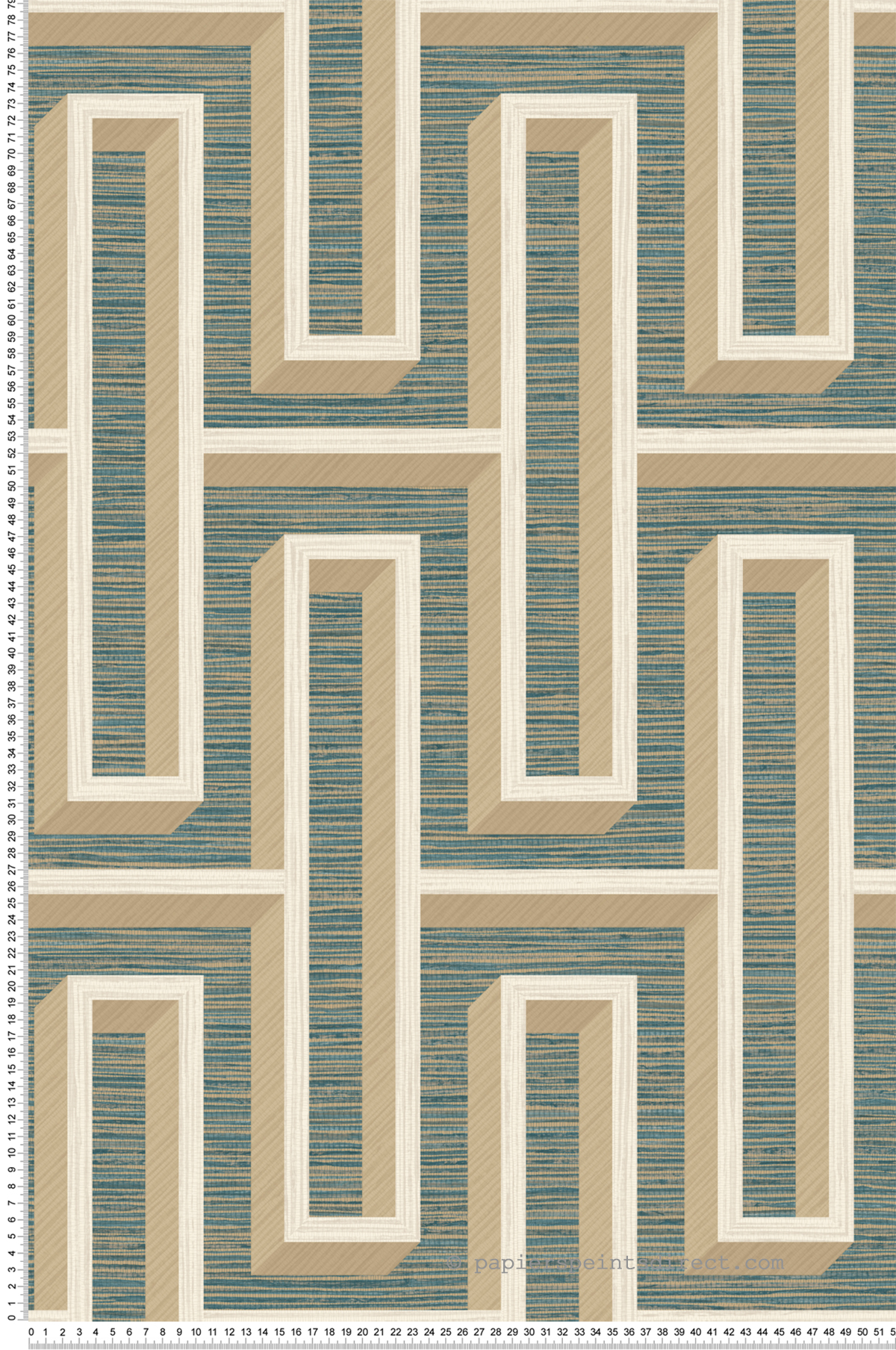 Papier peint Labyrinthe Paille Henley bleu paon - Harry de Lutèce | Réf. LTC-DL26723