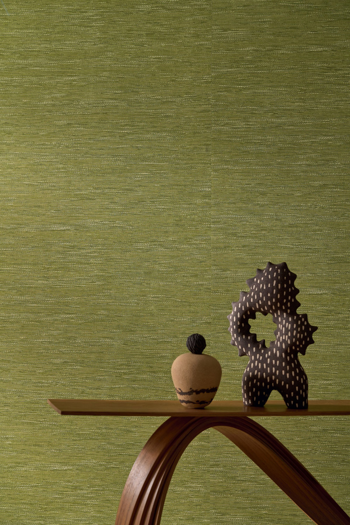 Papier peint Faux Uni Tissage Tatami vert matcha - Le Jacquard de Casamance AMB2| Réf. CAS-C75346018