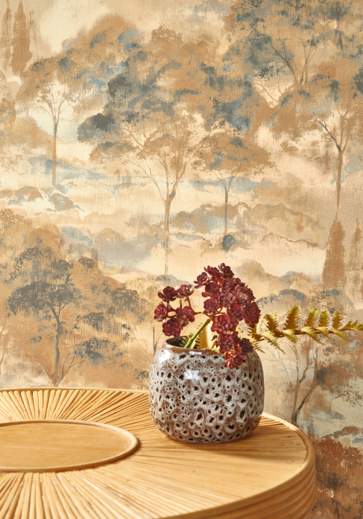 Papier peint Arbre Forêt Sila jaune miel - Riverside 4 de Casadéco AMB2 | Réf. RIVI89552446