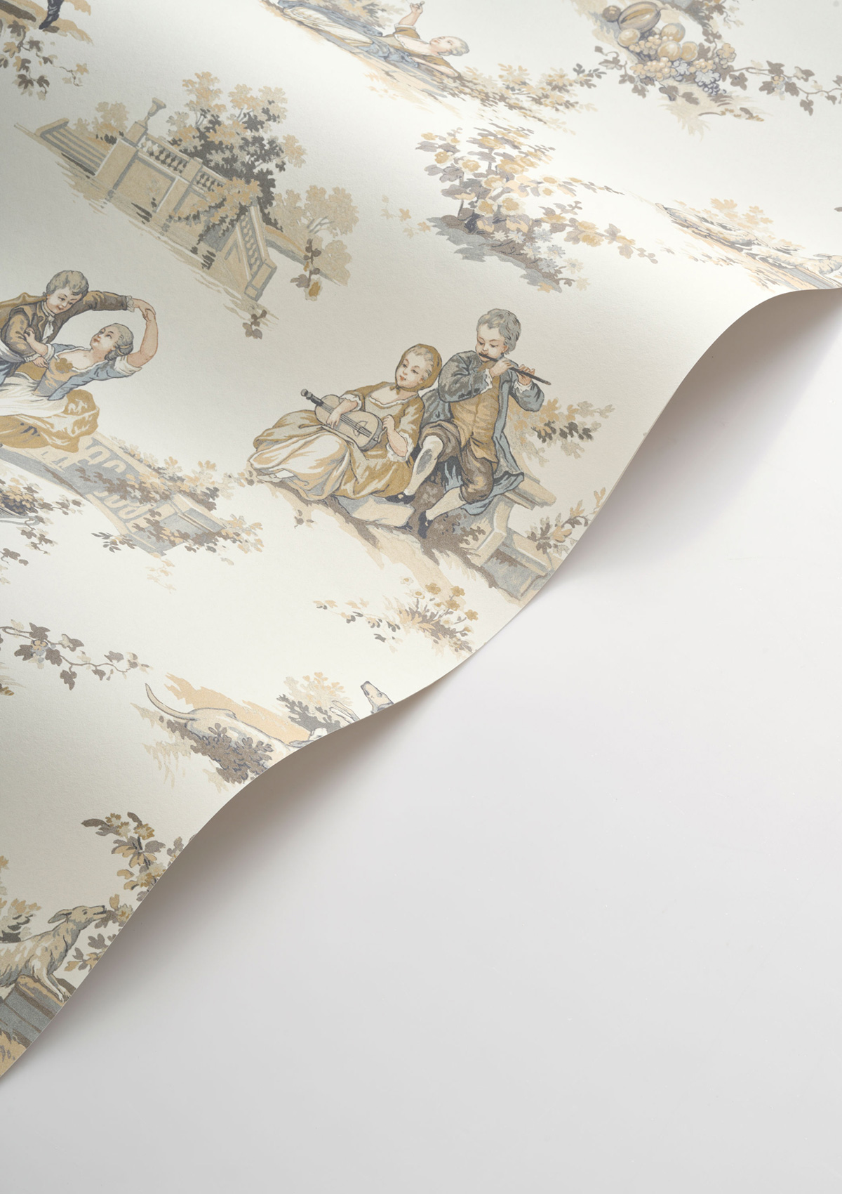 Papier peint Scènes Pastorales Gavotte beige lin - Les Belles Toiles De Jouy 2 de Casadéco VAGUE | Réf. BTJD201731919