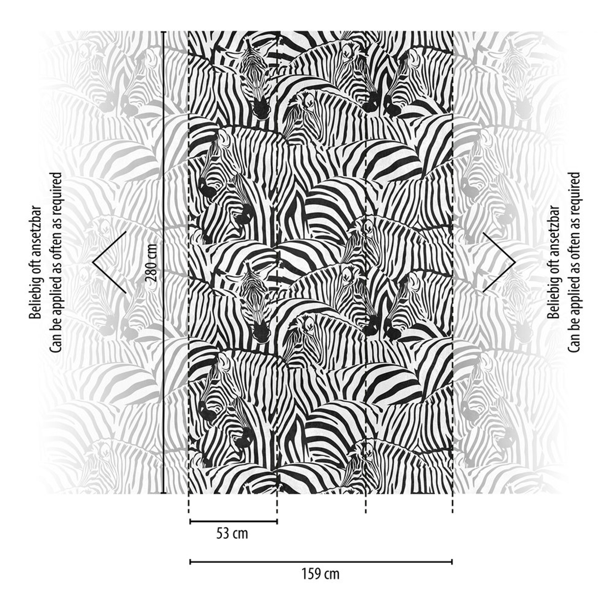 Papier peint panoramique Zèbre Graphique - The Wall 3 d'A.S. Création AMB3 | Réf. AS-398731