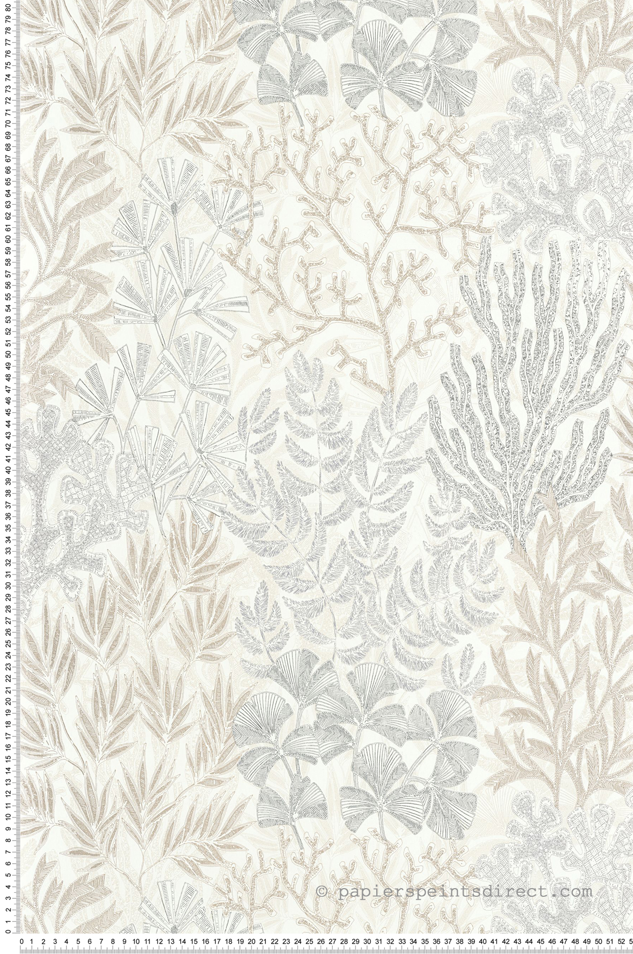 Papier peint Marin Recif Corail blanc et irisé - Voyage Onirique de Casadéco | Réf. ONIR87221030