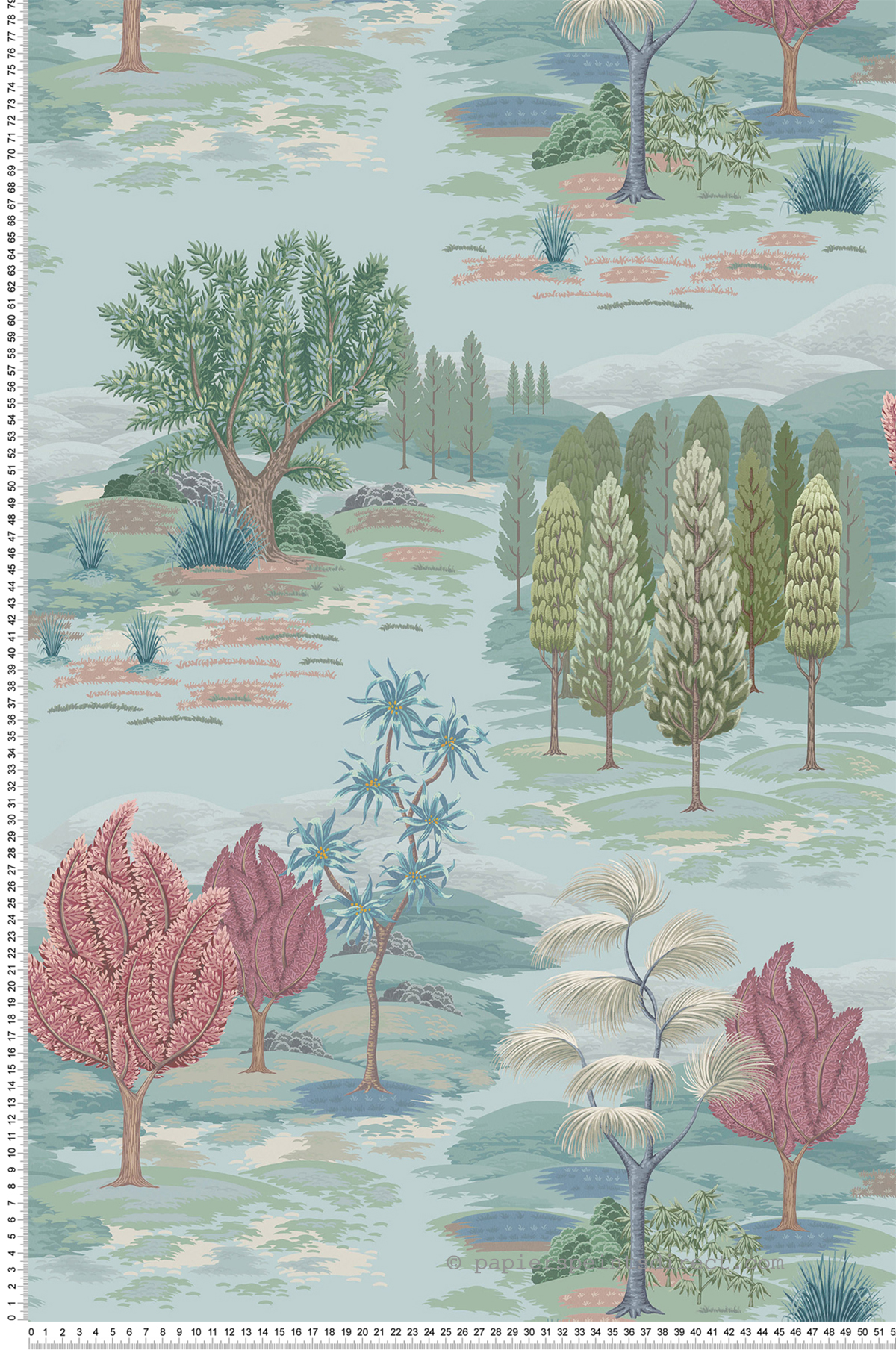 Papier peint Nature Monteverde bleu rose - Ananda d'Osborne & Little | Réf. OSB-W8035-02