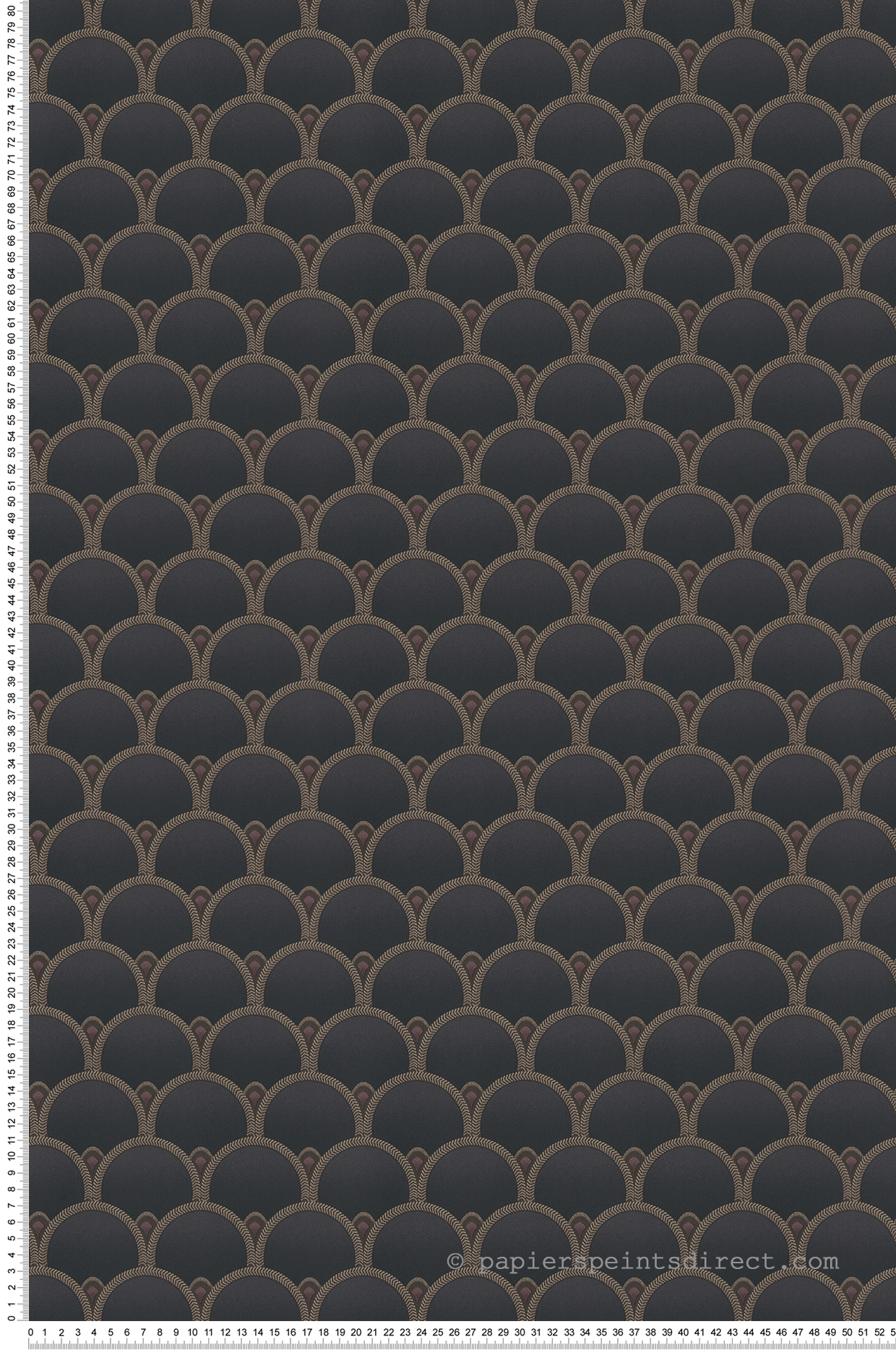 Papier peint Art Deco Ecaille noir prune - Lovy de Lutèce | Réf. LTC-LOV921