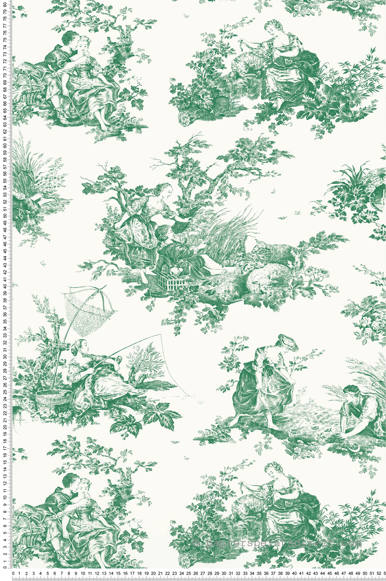 Papier peint Baroque Scene D'Été vert canopée - Les Belles Toiles De Jouy de Casadéco AMBV | Réf. LBTJ87917710