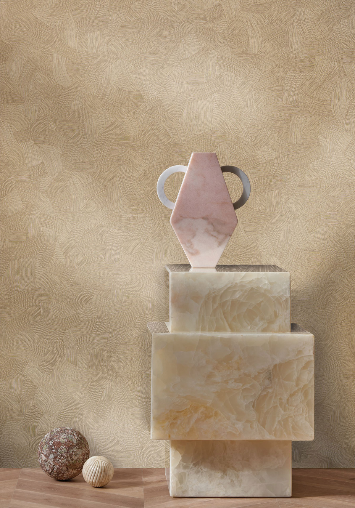 Papier peint Mouvement Graphique Bérénice taupe doré - Magnitude de Casamance | Réf. CAS-76662140