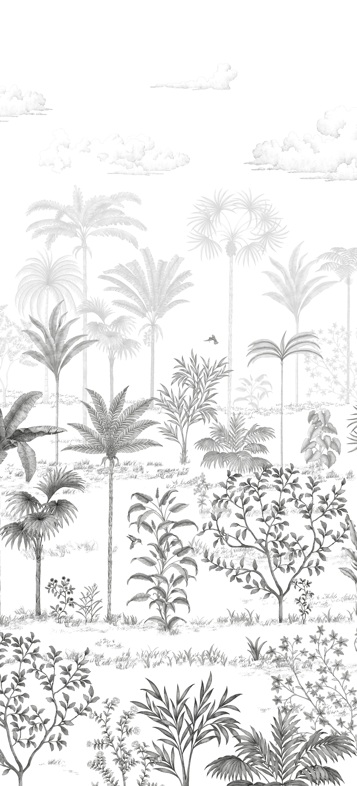 Papier peint panoramique Jungle Sur la route de Samarcande Gris C - 7/8/9 - Isidore Leroy