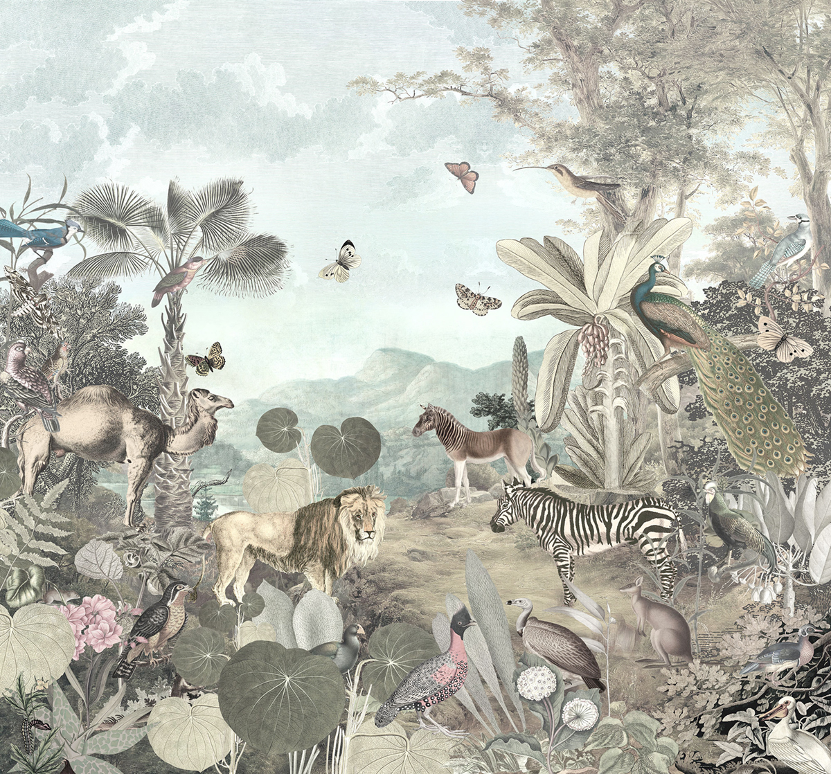 Papier peint panoramique Animaux Jungle Peace and Harmony - Papier peint Komar Into Wonderland