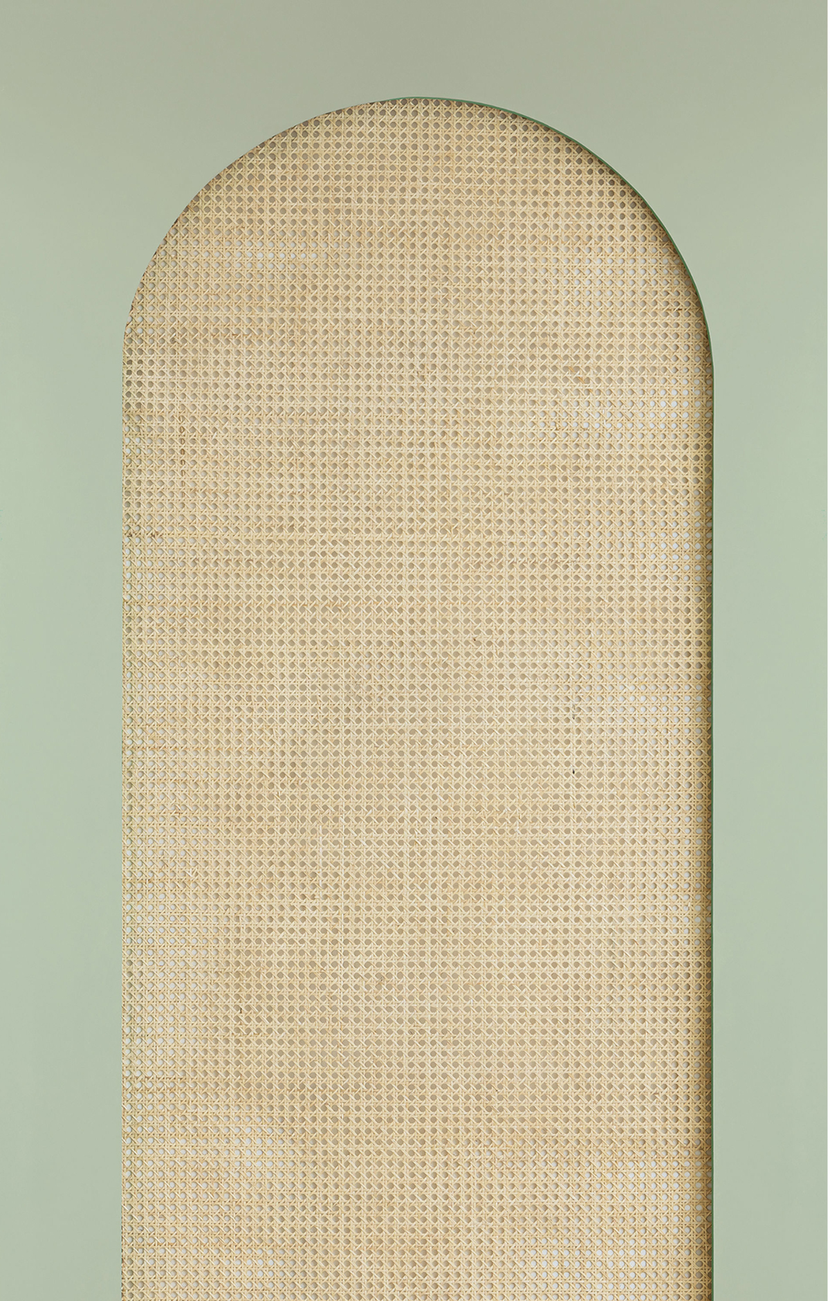 Papier peint panoramique Arche Cannage en Rotin vert S 159X250 - Reliefs de Casélio | Réf. RLF106207034