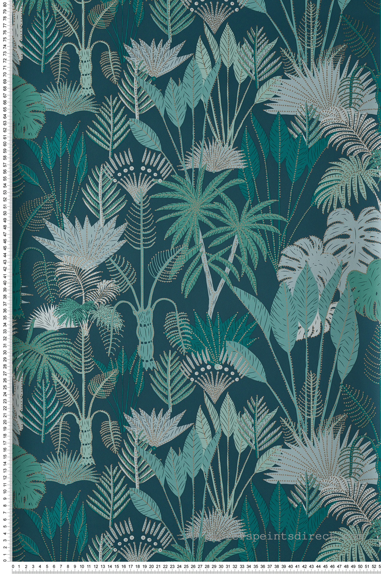 Papier peint jungle tropicale Philippines bleu/vert/doré - L'odyssée de Casélio | Réf. OYS101416119