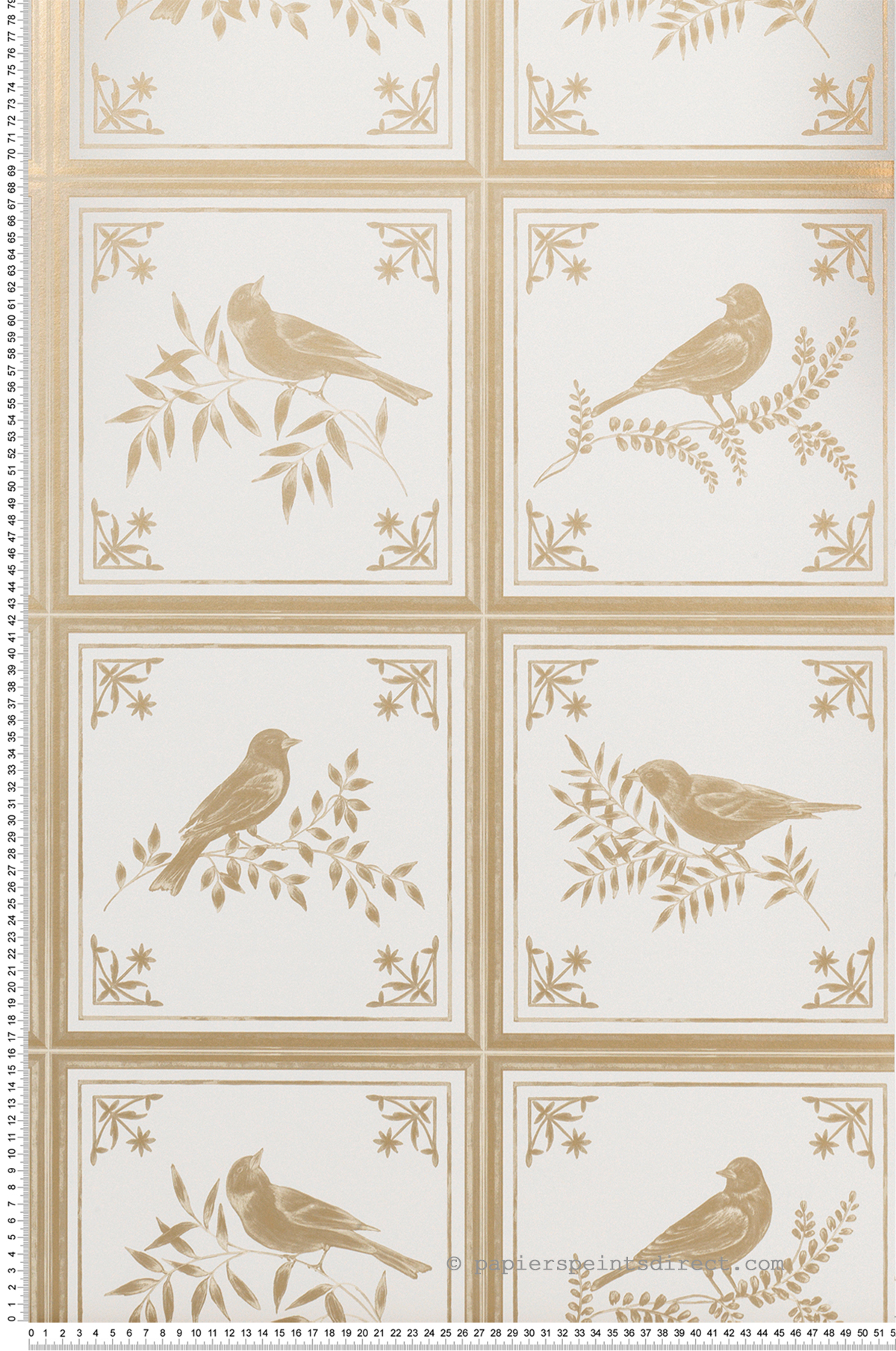 Papier peint Oiseau Fortoiseau doré - Les Indiennes de Nina Campbell | Réf. OSB-NCW4356-01