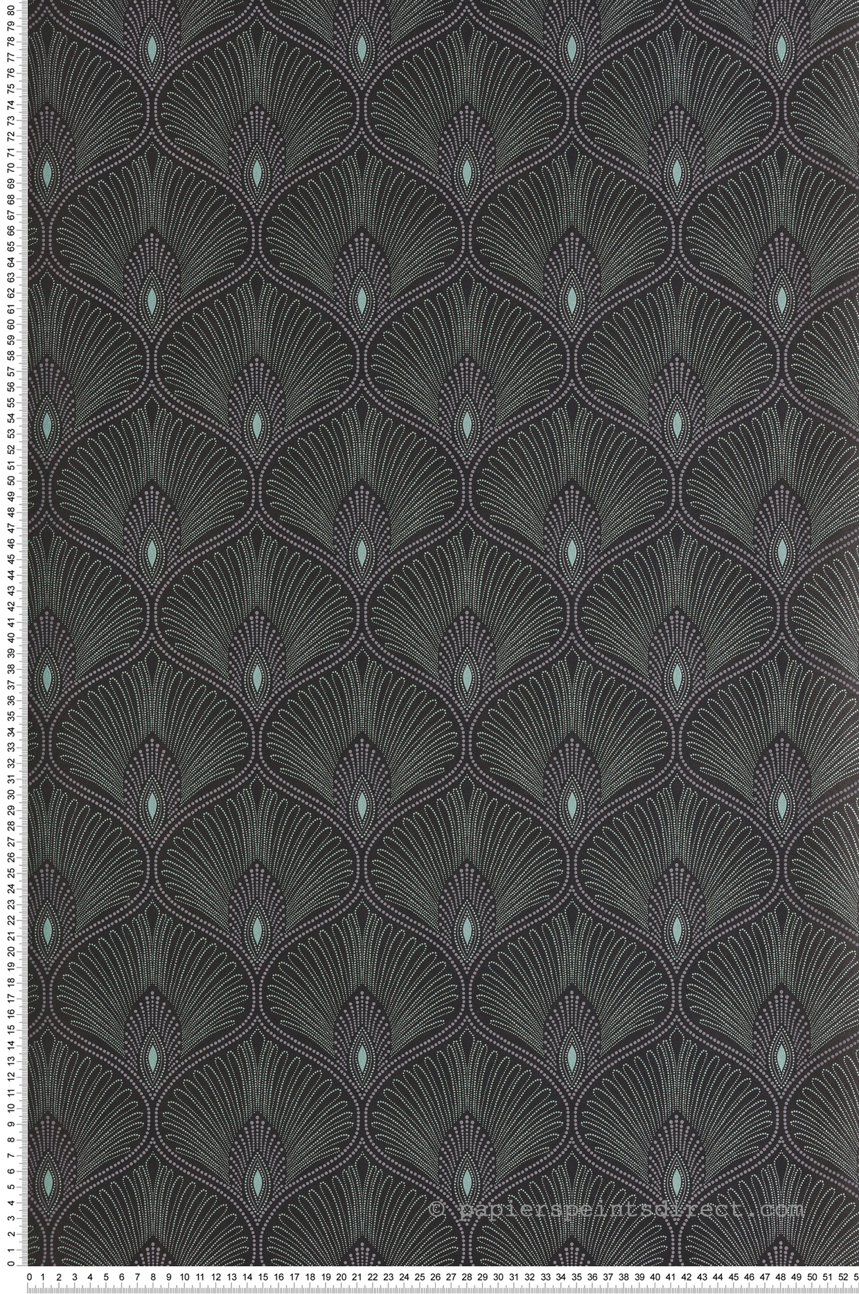 Papier peint Art Déco Diamant noir vert métallisé - Othello de Masureel | Réf. MAS-OTH203