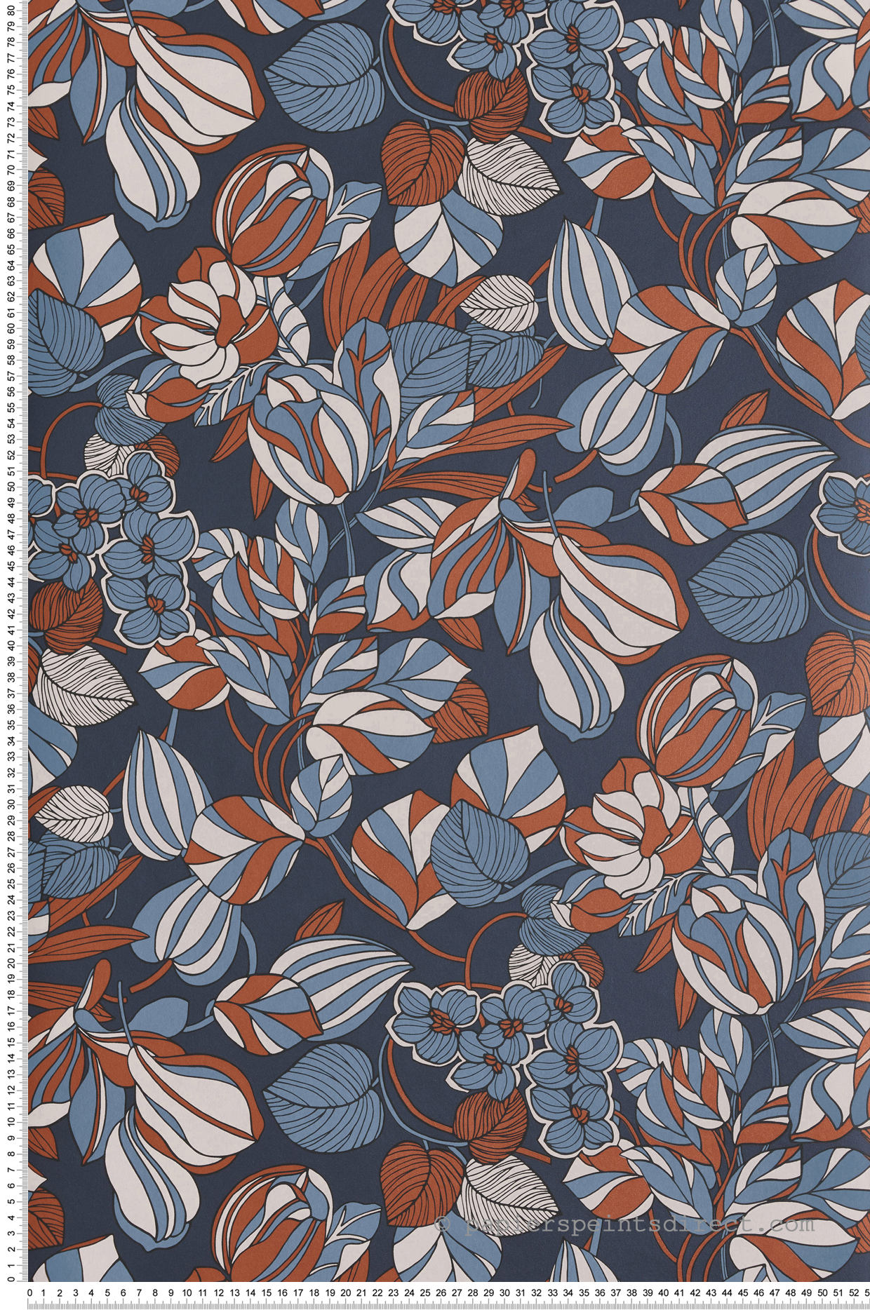Papier peint Nature Tulipe bleu cuivre - 1930 de Casadéco | Réf. MNCT85716414