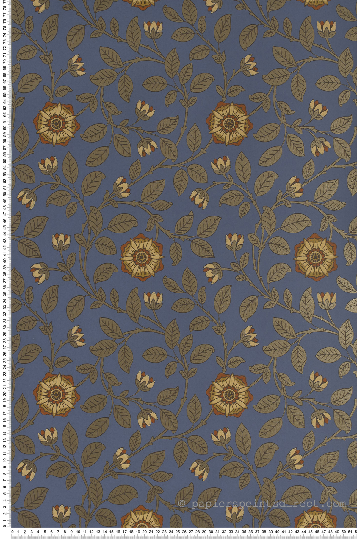 Richmond Green bleu indigo - Papier peint London Wallpapers IV de Little Greene