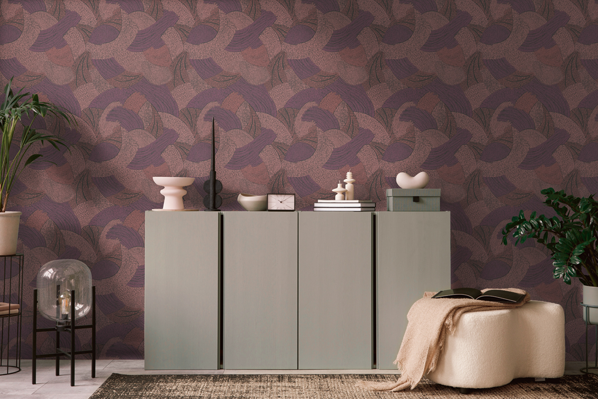 Papier peint Vagues Féériques rose prune - French Affair d'A.S. Création | Réf. AS-399352